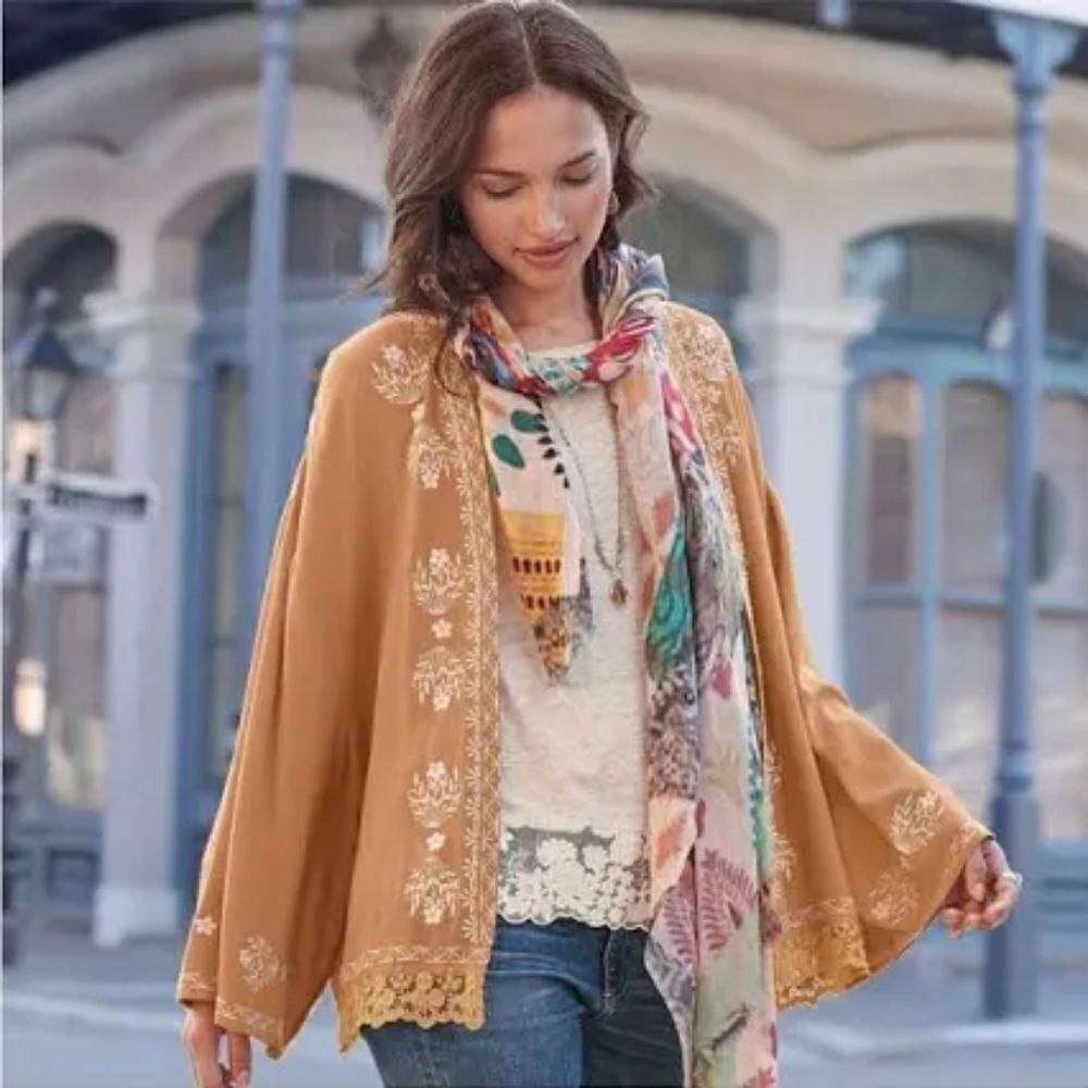 Sundance Boho Belle Embroidered Open Front Kaftan… - image 2